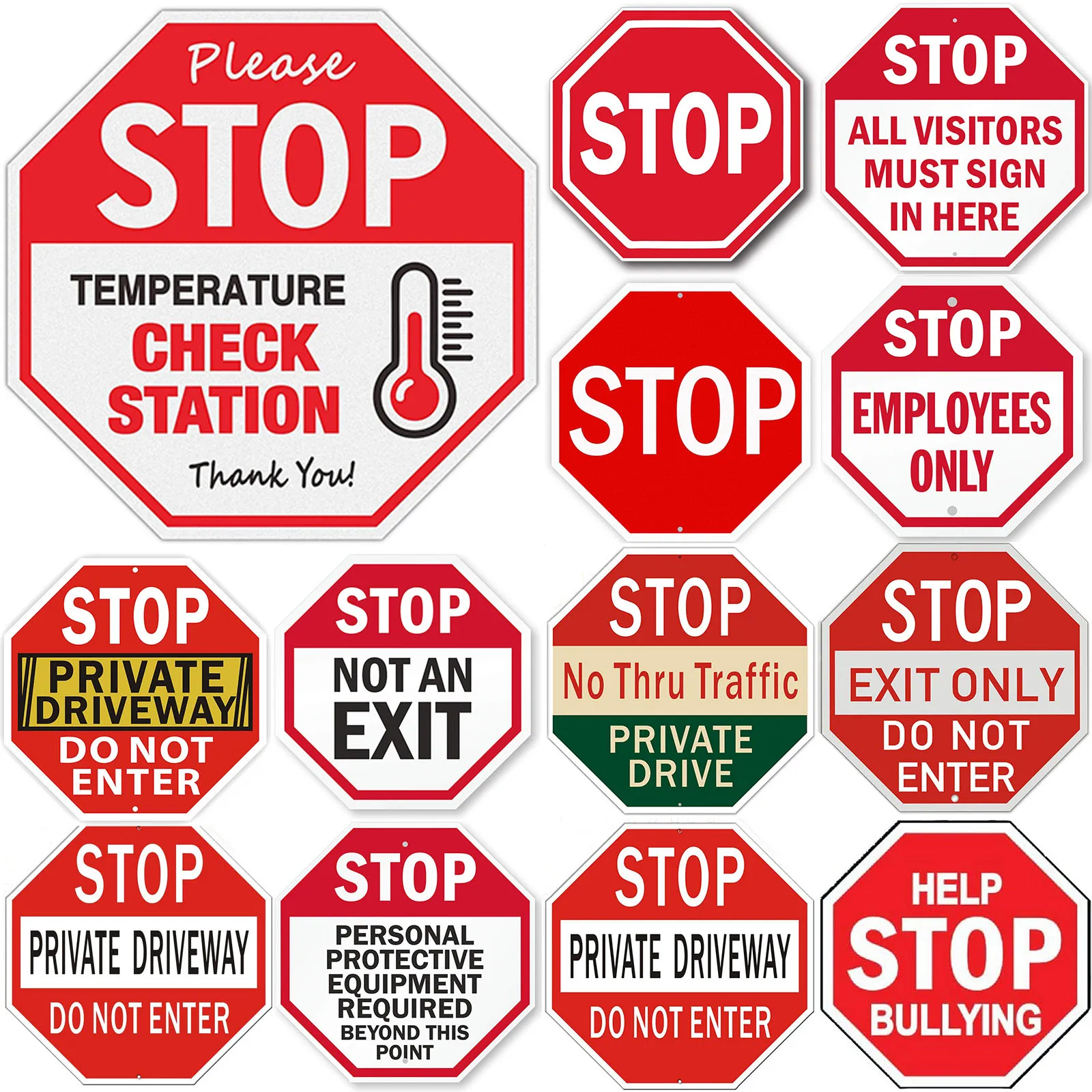 SmartSign Security Alert Sign Octagon Stop Warning Sign Rust Free UV Protected Metal Tin Signs Indoor/Outdoor Use 12x12 Inches