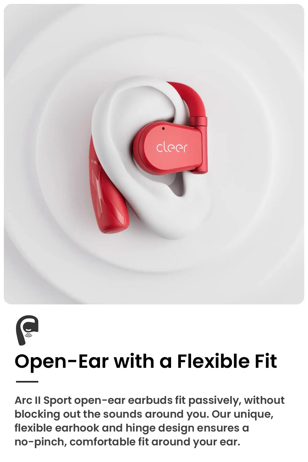 Cleer ARC II Sport Open Ear Headphones, True Wireless Ear Buds with Dual Mic, Sweat Resistant, Multi-Point Connect