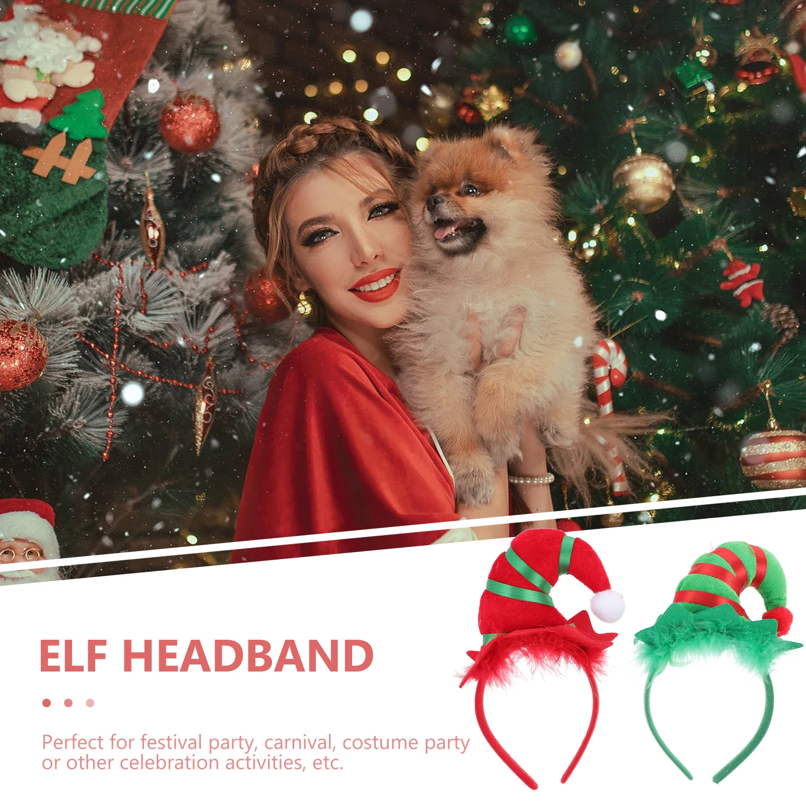 

2 Pcs Christmas Headband Decorative Hat Hairband Festival Themed Headdress Ties Shaped Party Cap Santa Hoops Prop