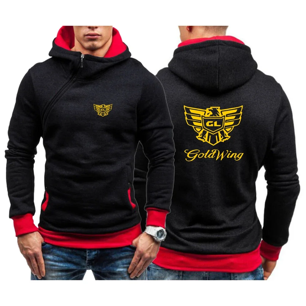 

Goldwing GL1500 New Men's Hoodie Sweatshirts Casual Sports Oblique Zipper Design Spring And Autumn Long-sleeved Cardigan