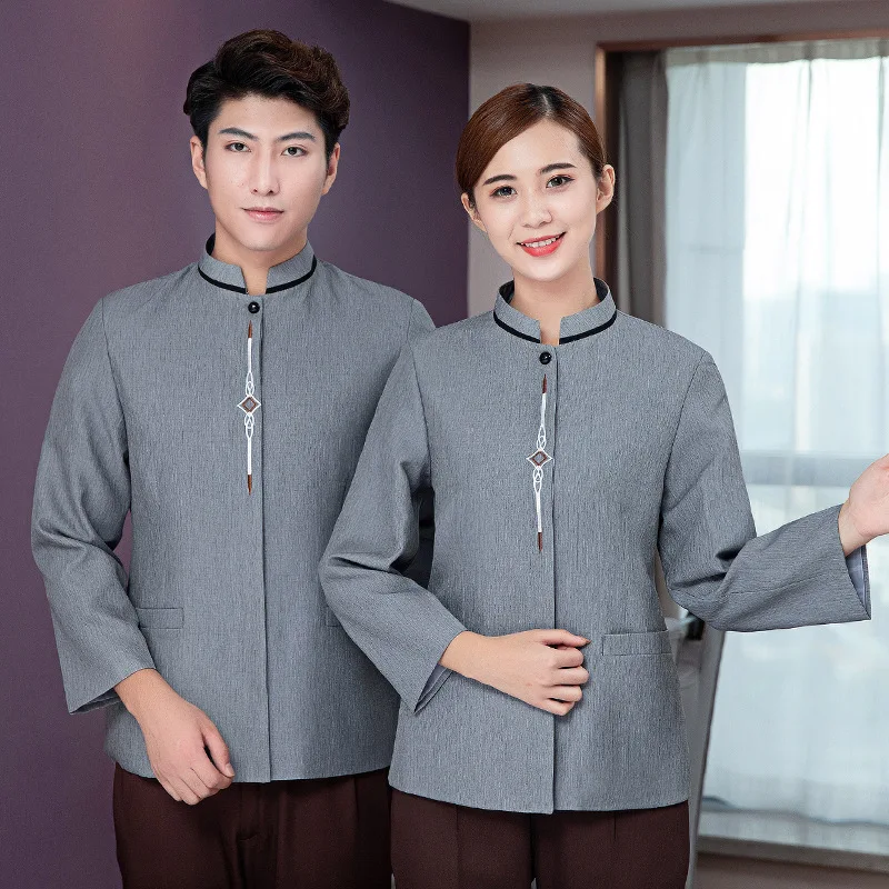Cleaning Staff Uniform Long Sleeve Autumn Winter Outfit Mall Property Floor Hotel Guest Room Cleaning Auntie Top Women