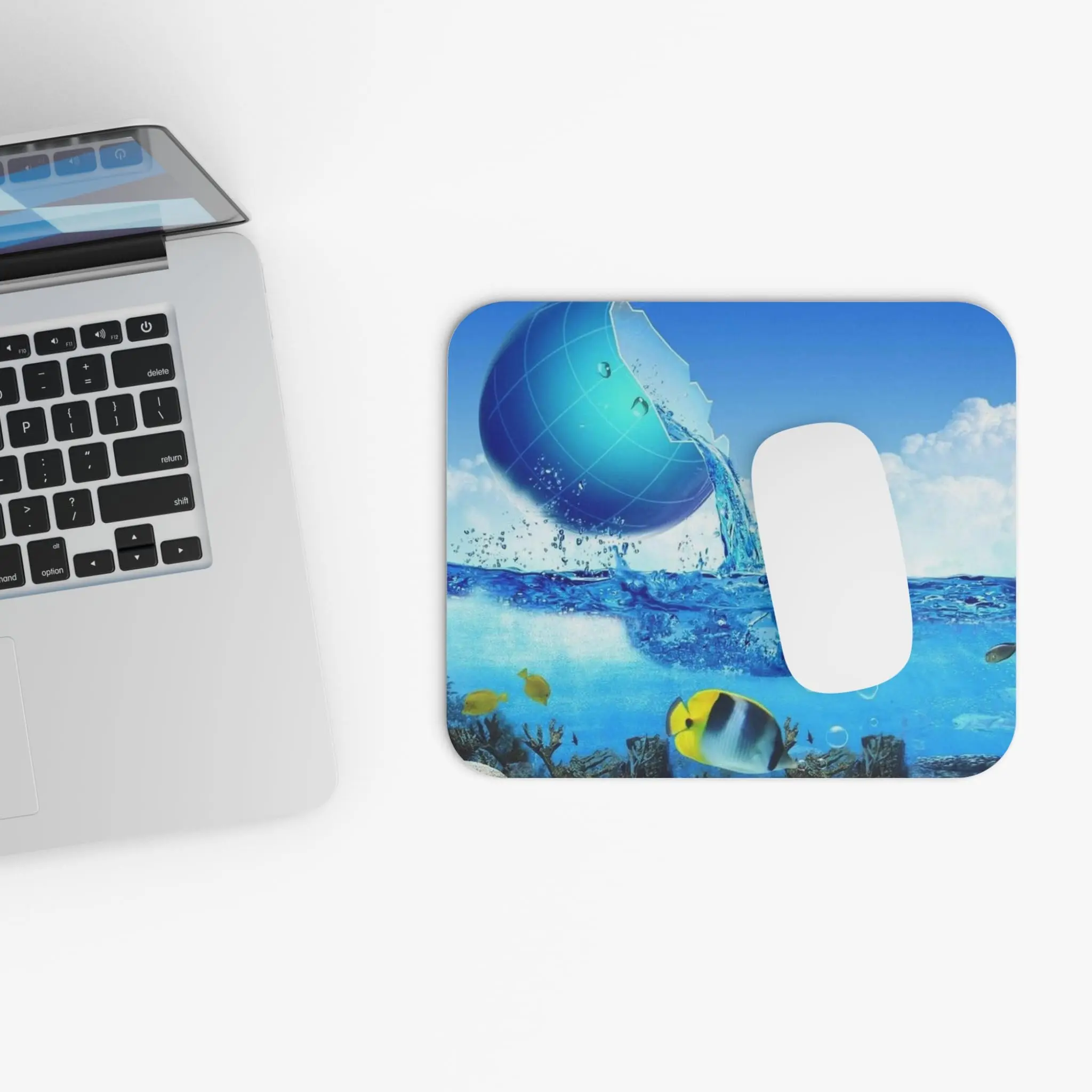 Frutiger Aero, Frutiger Aqua Water Globe Print Square Mouse Pads Lock Edge Gaming Mousepad Mouse Mat Keyboard Mats 22x18cm