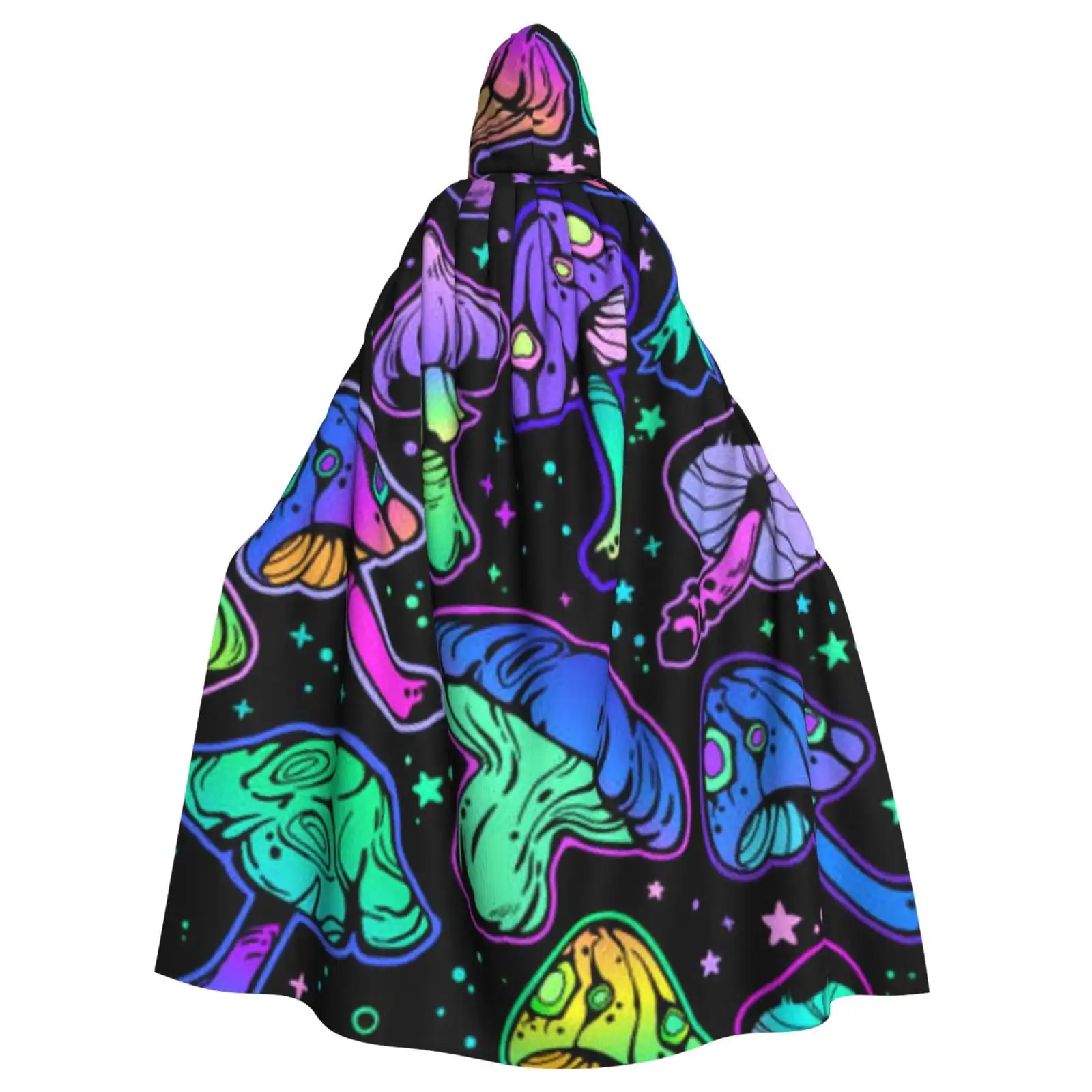 

Unisex Hooded Cloaks Adult Lightweight Overcoat Bright Psychedelic Mushrooms Cloak For Halloween Cosplay Costumes