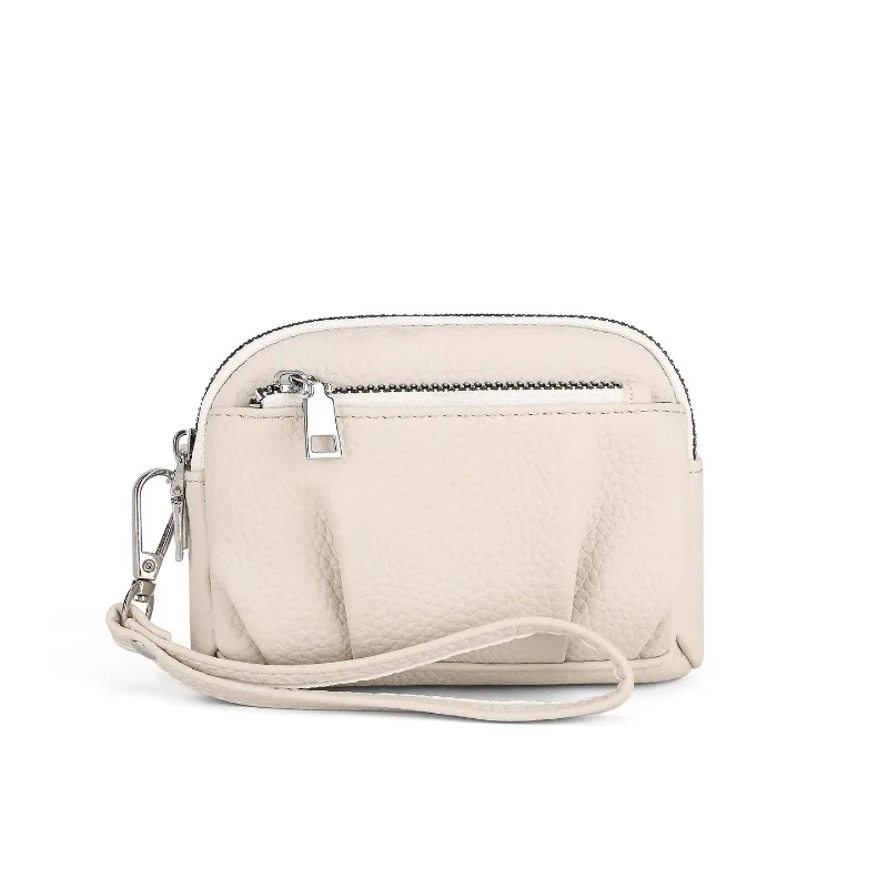Large Capacity PU Leather Wristlet Coin Purse, Triple Zipper Card Holder Clutch for Women, Portable Multi-Functional Shell Bag