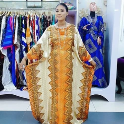 2025 Boho African Print Chiffon Kaftan Dress Loose Fit with Built-in Belt & Patchwork Design for Beach Wedding
