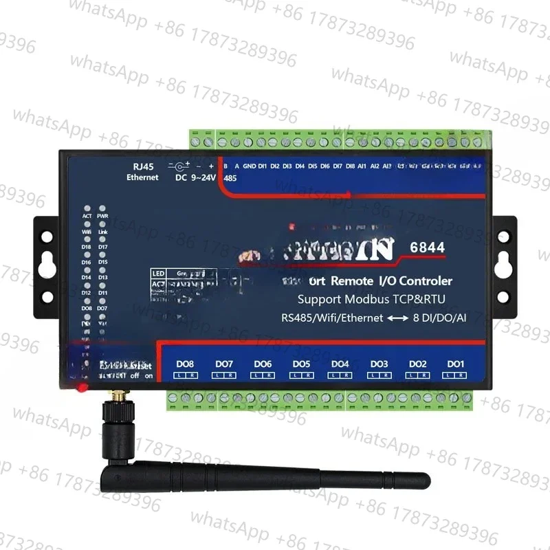 

Switch input and output module 8 channels AI analog acquisition 8AI 8DI 8DO 5V 8AI 8DI 8DO ZLAN6844 Ethernet and wi-fi rs485