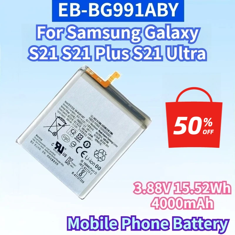 

EB-BG991ABY 3.88V 15.52Wh 4000mAh Battery for Samsung Galaxy S21 S21 Plus S21 Ultra EB-BG996ABY EB-BG998ABY Mobile Phone Battery