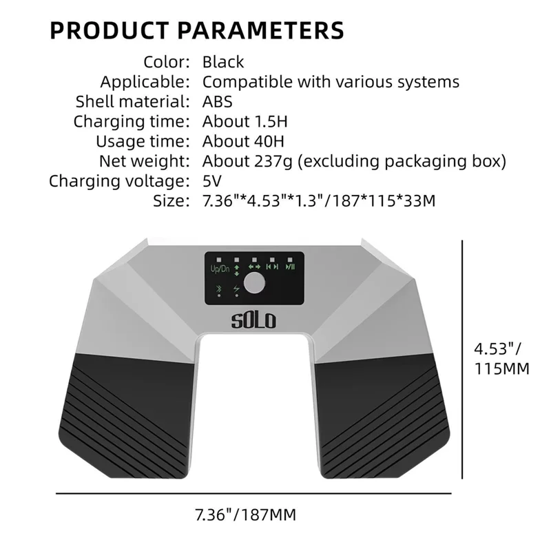 ABKI-SOLO SPT-181 Беспроводная педаль переворачивания страниц Bluetooth Педаль переворачивания страниц Планшет Смартфоны Контроллер приложения Бесшумный