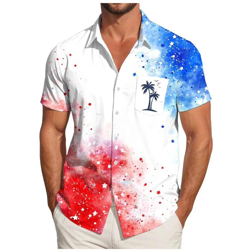 

Men's Short Sleeved Shirt Independence Day 3D Print Shirts Summer Casual Shirt For Men Clothing USA Patriotic Tops Camisas