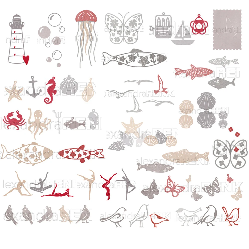 Piggy Craft Metall-Stanzformen, neue Meeres-Serie, Scrapbook-Papier-Bastelmesser, Schablonen, Stanzformen