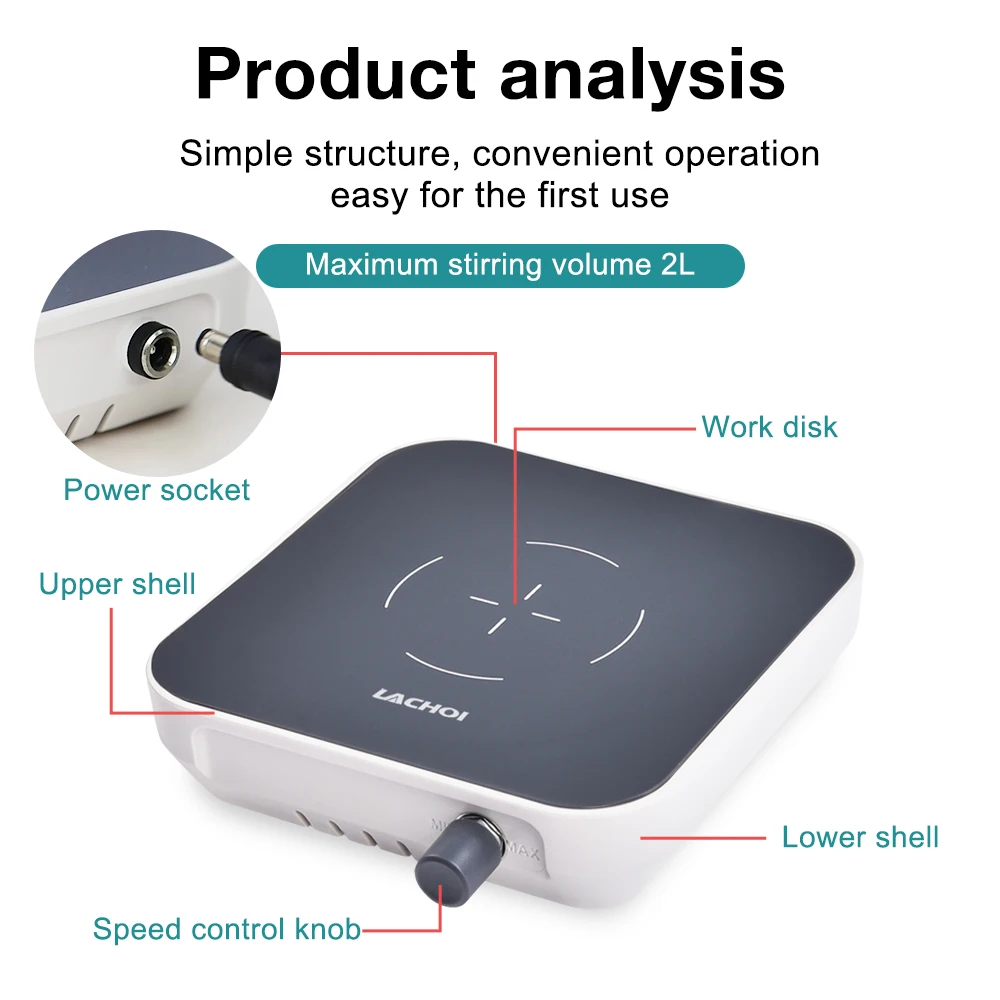 2L Digital Display Magnetic Stirrer 300-1500RPM Lab Equipment Magnetic Agitator Magnetic Mixer With Stir Bar EU Plug