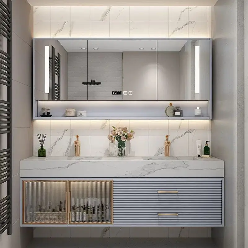 

European Modern White Bathroom Vanity Double Sink Custom Bathroom Cabinet