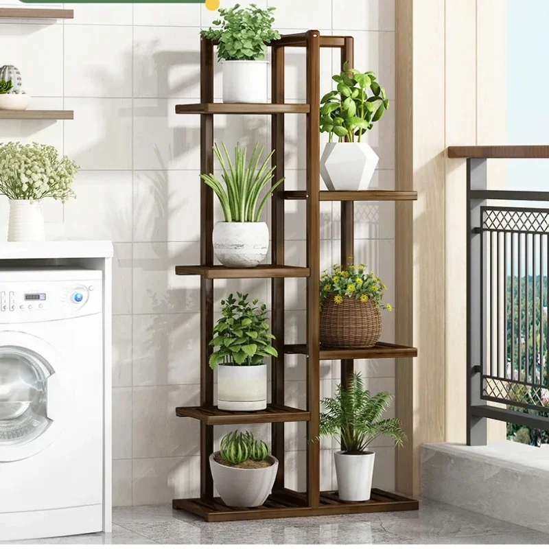 Vertical Bamboo Flower Rack,Pot Display Stand Corner Shelving for Indoor Outdoor Plant Pots Home Garden Organizer Functional