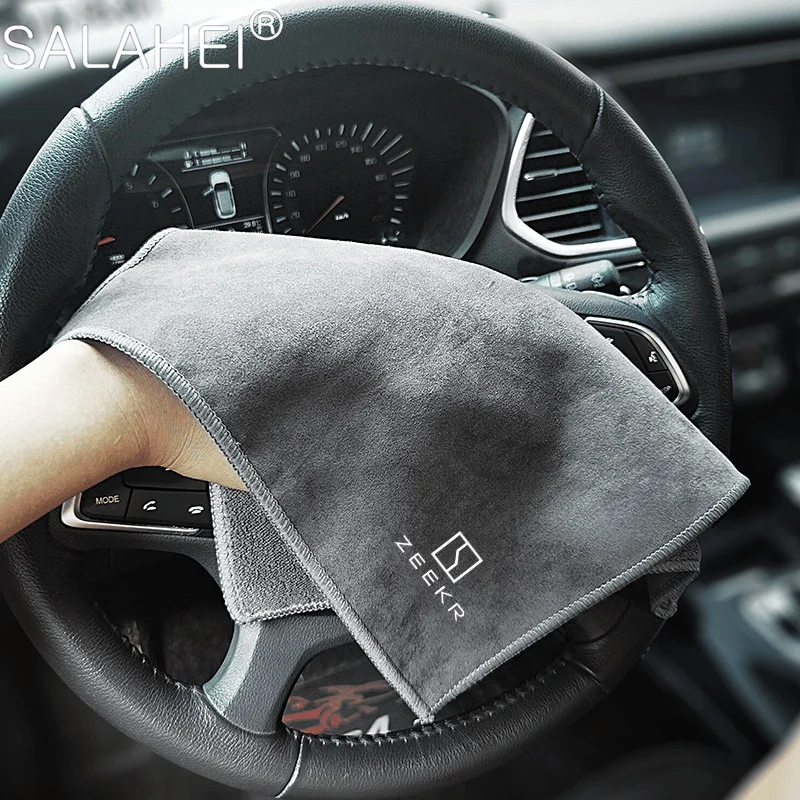 1Pcs Suede Fleece Microfiber Wash Towel Car Styling Cleaning Rag Cloth Detailing Wash Tool For ZEEKR 001 009 Auto Accessories