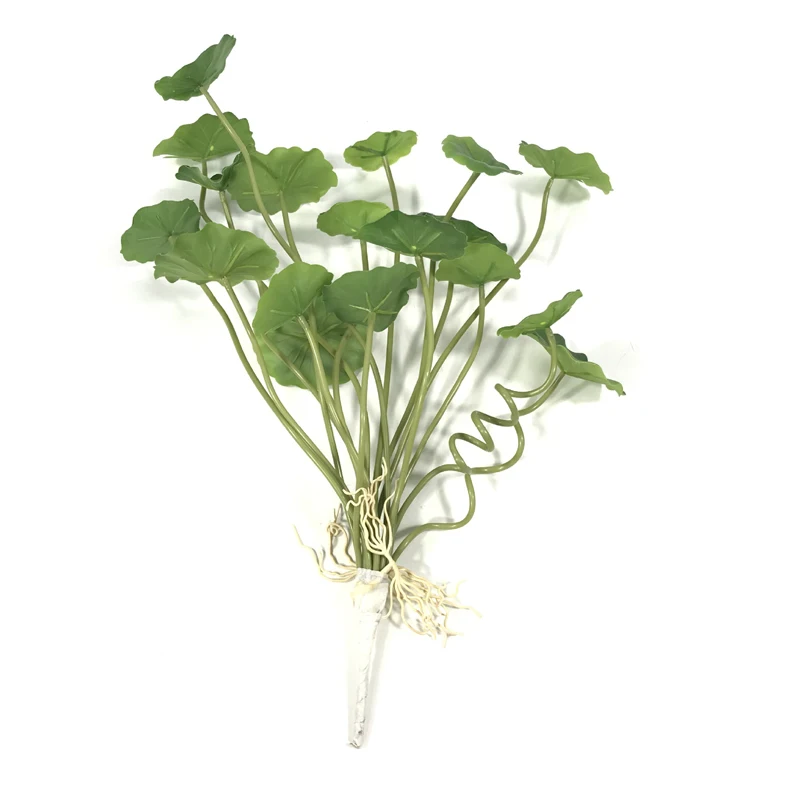 37 cm 18 Köpfe Künstliche Lotuspflanzen Grüne Blätter Kunststoffbaum Gefälschte Bonsai-Pflanzen Real Touch Kupferblätter Für Home Office Dekor