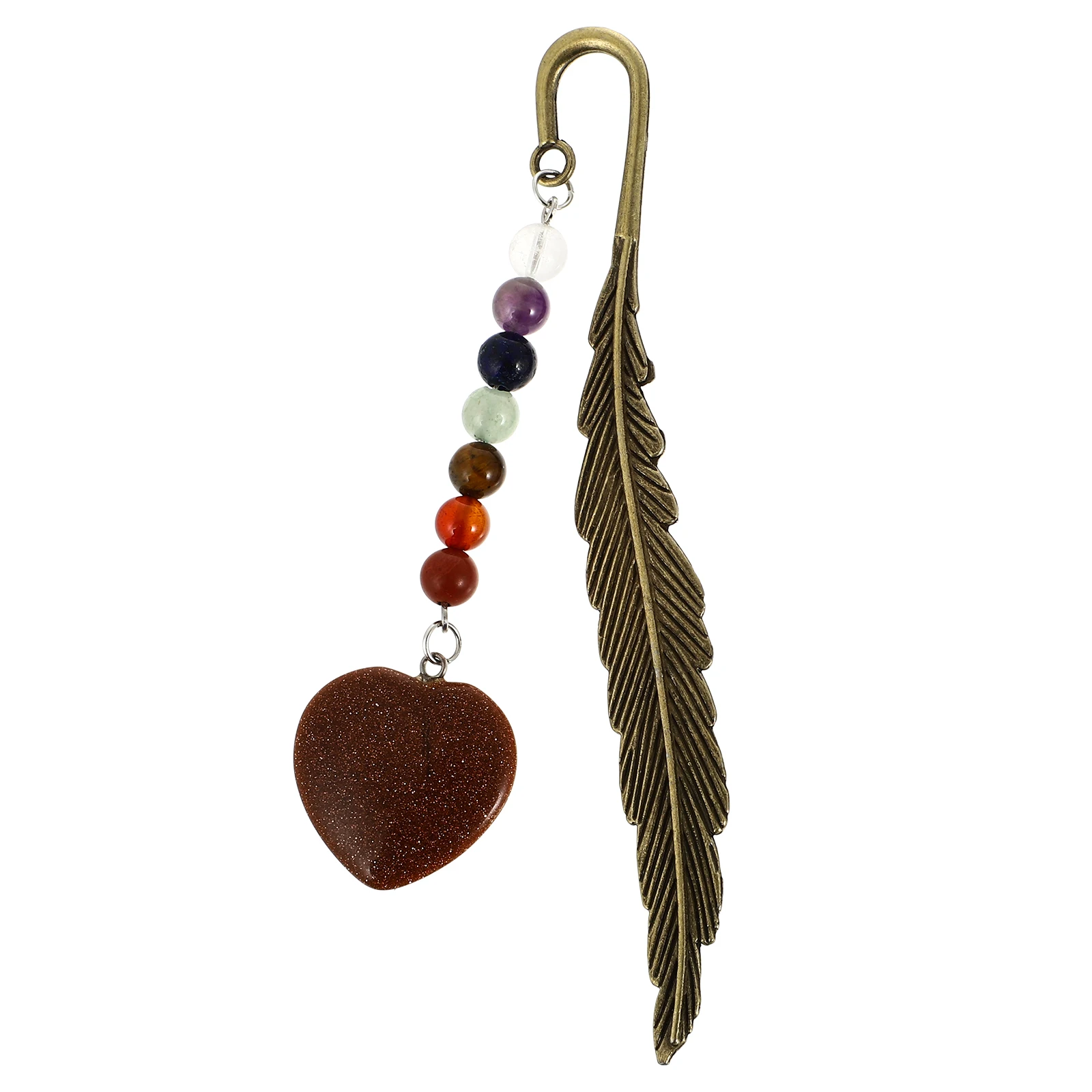 

Heart Pendant Natural Stone Decorative Iron Book Marker For Readers Vintage Style Metal Bookmark Studying Aid Bookmark Souvenir