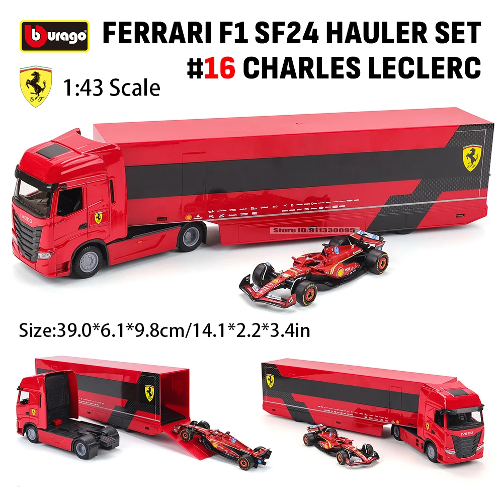 bburago-1-43-2024-f1-ferrari-sf24-hauller-set-16-charles-leclerc-mercedes-amg-w15-alliage-voiture-de-luxe-moule-sous-pression-modele-de-voiture-jouet-serie