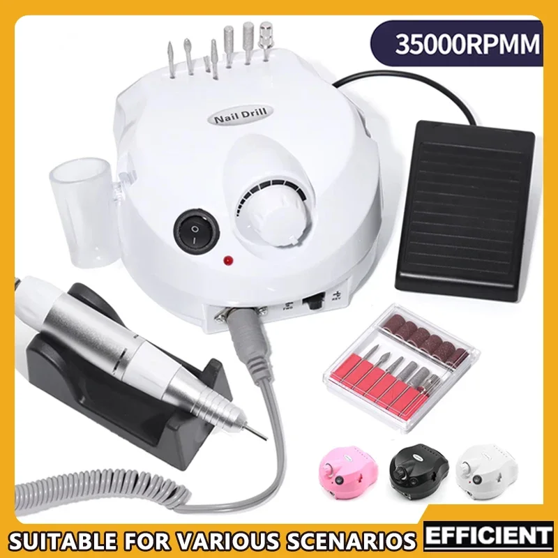 

Electric Nail Drill Machine 35000RPM Gel Polisher with Cutter Set Strong Polishing Nail File Kit Professional Salon Nail Tools