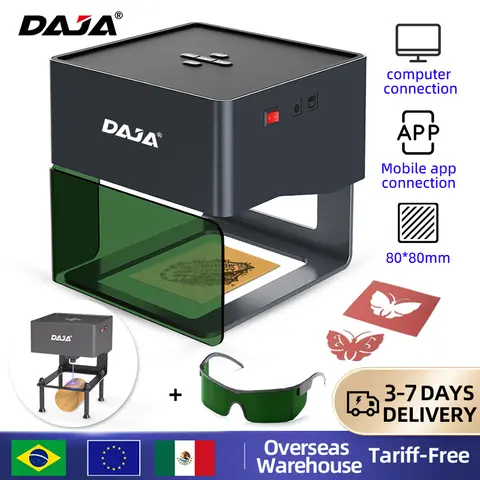 DAJA DJ6 Mini grabador láser portátil Diy máquina Bluetooth etiqueta de perro pintada papel cuero madera plástico Logo CNC máquina
