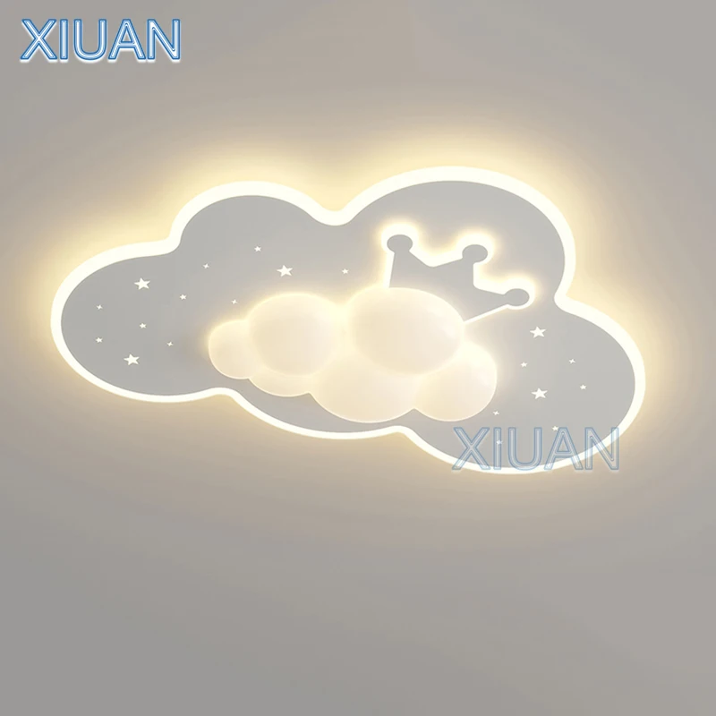 

Creative Crown Light White Cloud Chandelier Lights for Children's Room Boy Girl Princess Room Bedroom Ceiling Lamp 50cm 60cm LED