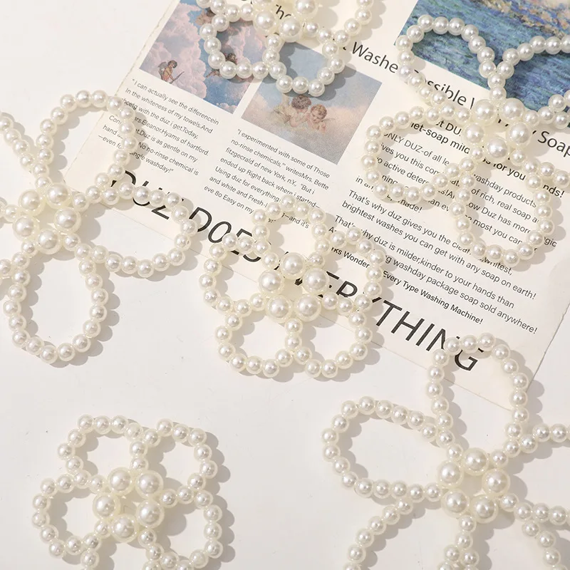 Shoe Charms for Clog Sandals Hollow Out White Faux Pearl Flower 1 Piece Stylish Compact Summer Daily Wear Ornament