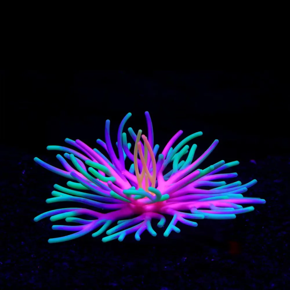 

Aquarium Scenery Sea Water Tank Fish Tank Decoration Silicone Simulation Sea Anemone Green blue pink