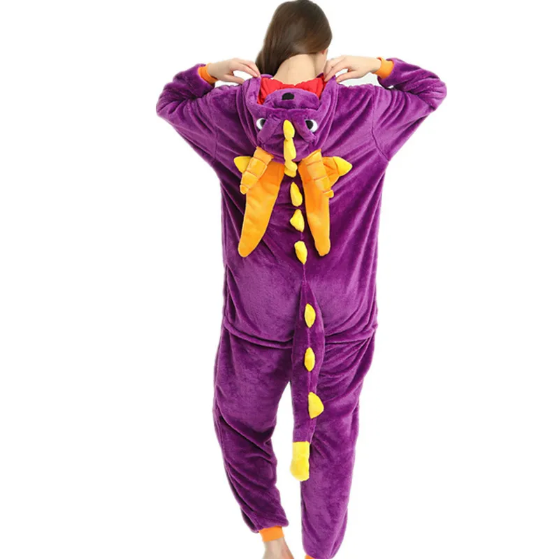 Thick Soft Flannel Anime Costume Spyro Purple Dragon Onesies Pajama Halloween Carnival Party Clothing