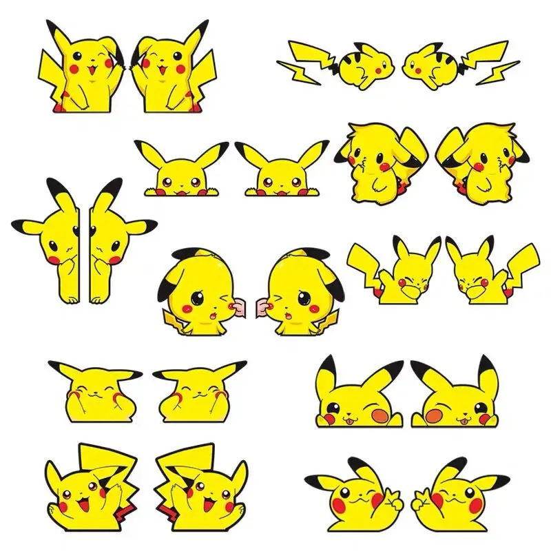 Pegatinas divertidas de Pikachu para coche, calcomanías de Anime de Pokémon, impermeables, y maletero para ordenador portátil, 2 piezas