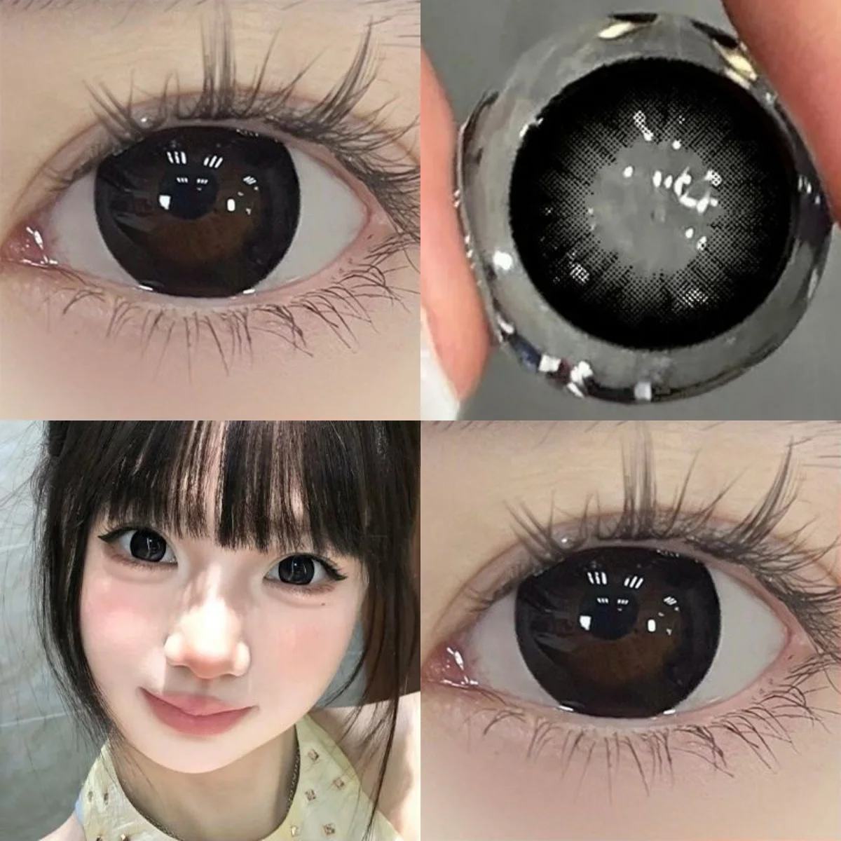 VISUASHOW natürliche schwarze farbige Kontaktlinsen 1 Paar 14,2 mm halbjährig weich für tägliches Augen Make-up – Detail 6