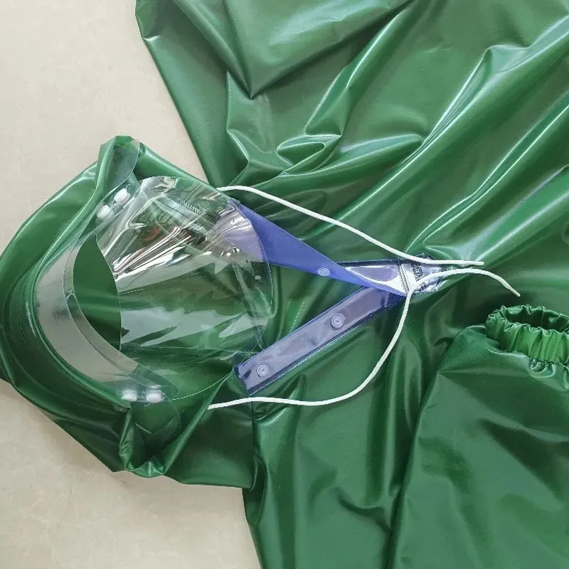 

Мужские брюки с капюшоном, толстовка с длинными рукавами и комплектом брюк ABDL, водонепроницаемый пластиковый свободный пуловер, костюм для пары, непромокаемый велосипедный костюм