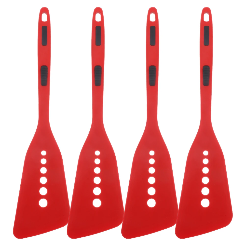 

4 Pcs Silicone Spatula Cooking Utensils Heat Resistant Turner Nonstick Extended Kitchen Tools Fry Pan Scraper Wok Griddle Meat