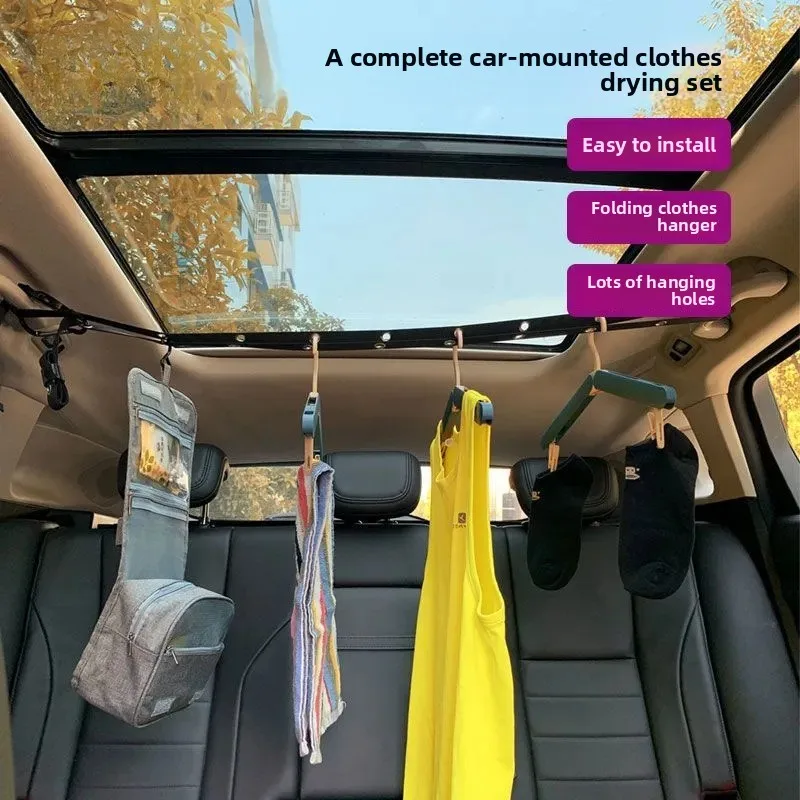 Multifunctional Adjustable Luggage Tie Down Strap for Auto Drying Clothes & Securing Cargo, Foldable Travel Camping Accessory