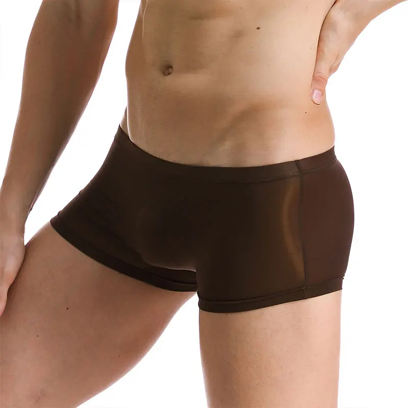 Boxer da uomo estivi in seta di ghiaccio senza cuciture intimo ultrasottile Sexy U Pouch mutande pantaloncini mutandine traspiranti traslucide solide