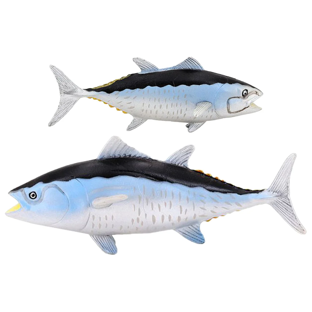 

2 Pcs Simulated Tuna Toy Fish Recognition Model Kid Household Lifelike Statue Figures Decor Pvc Figurines Child Ornament