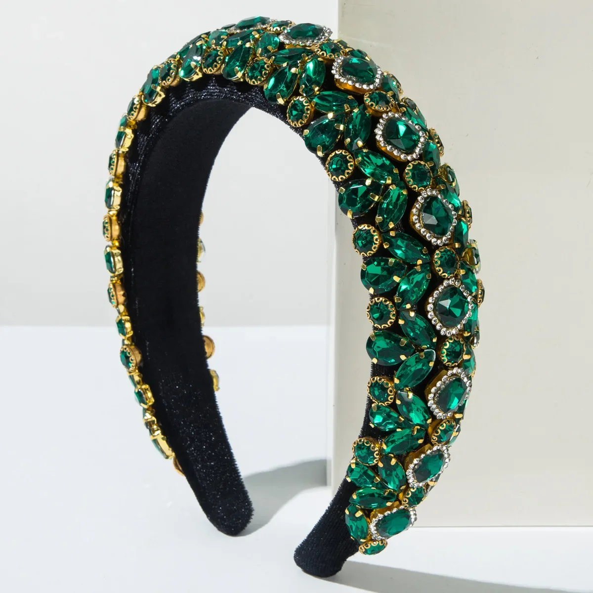 幅広バロックヘッドバンドフルダイヤモンドシャイニングヘッドバンドライトラグジュアリースタイルヘアバンドヘアアクセサリー