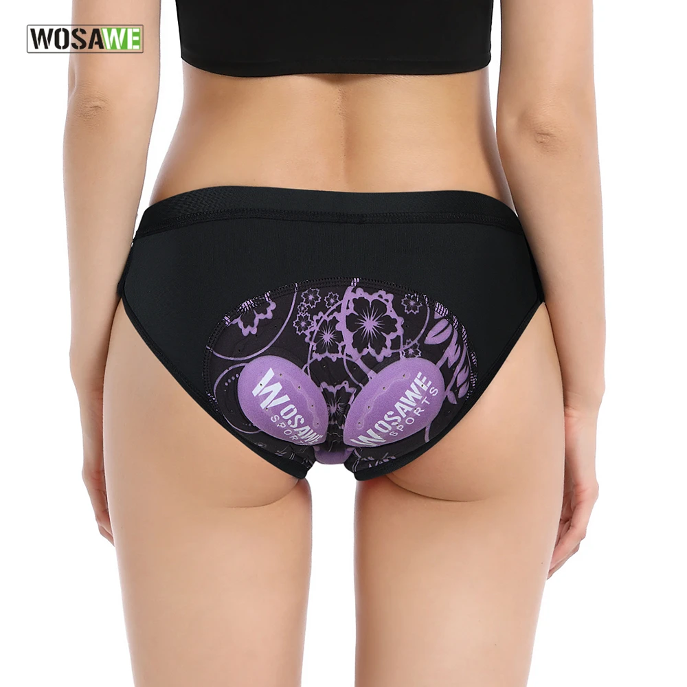 WOSAWE Women\'s Cycling Shorts Mtb Bicycle Briefs Underwear 3D Padded Printing Pad Road Bike Triangle Underpants