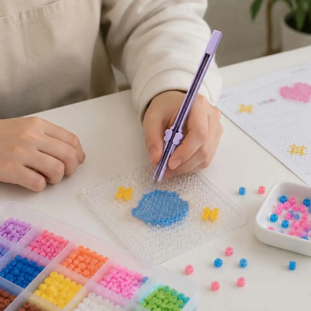 Einfach zu bedienender, tragbarer, verstaubarer Perlenstift, effizienter 2,6-mm-Perlenstift mit automatischer Sicherung, stauelfreier, ergonomischer Perlenstift mit Druckmechanismus, Kinderspielzeug