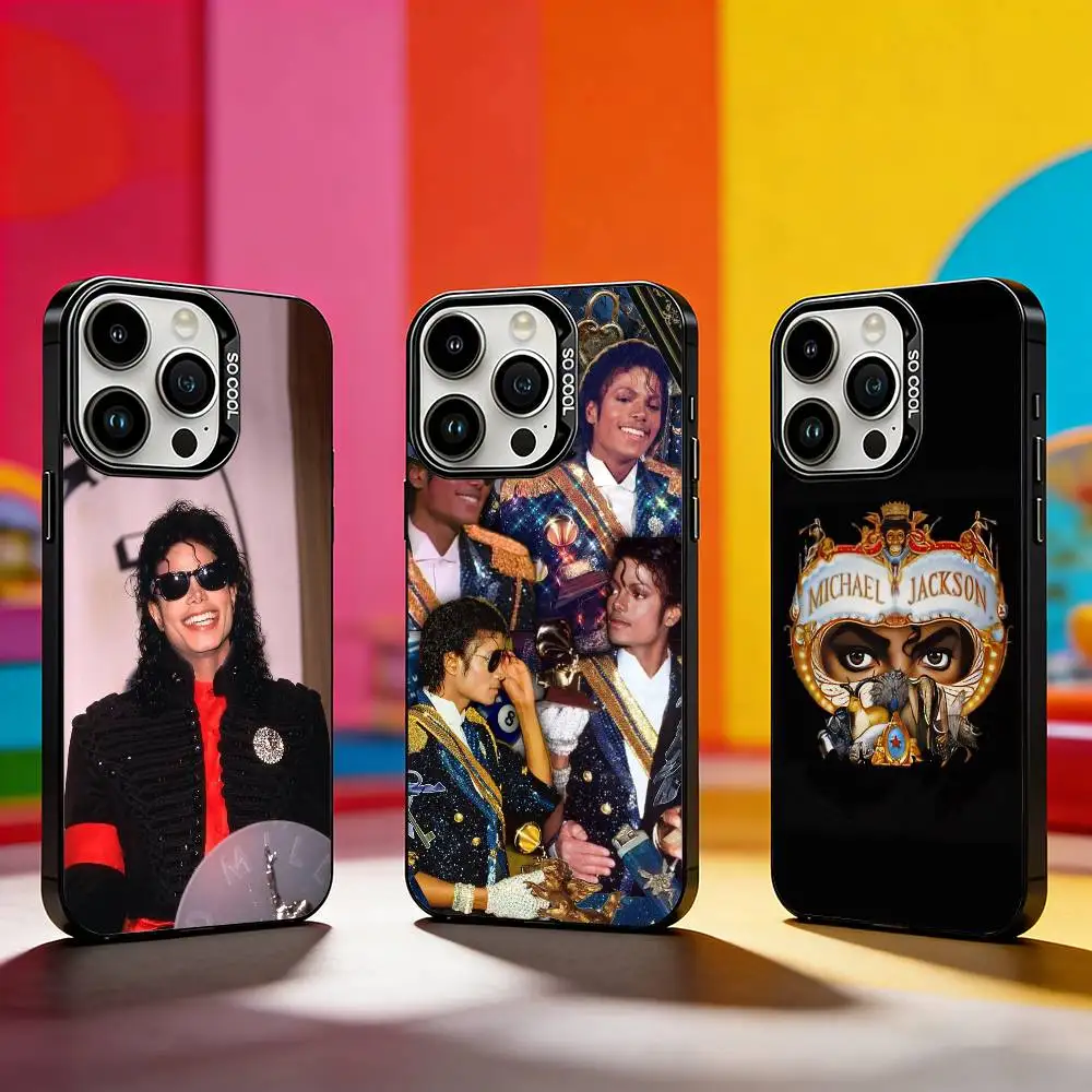 Capa de Celular Michael Jackson Estilosa para iPhone 17, 16, 15, 14, 13, 12, 11 Plus, Pro Max, XS, Capa de Celular Prata Colorida