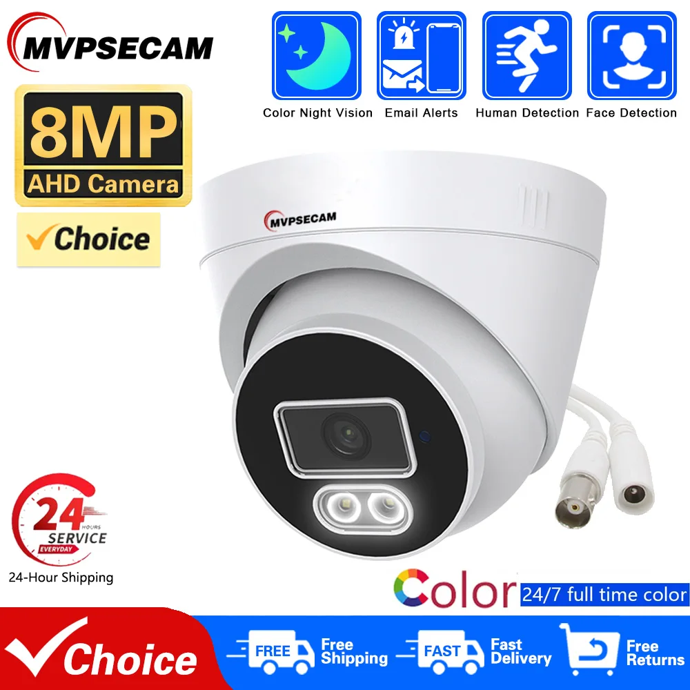 

8MP CCTV AHD Dome Camera Kit 4K-N 24h Warm Light Face Detection 5MP Full Color Night Vision Indoor Home Monitor Security System