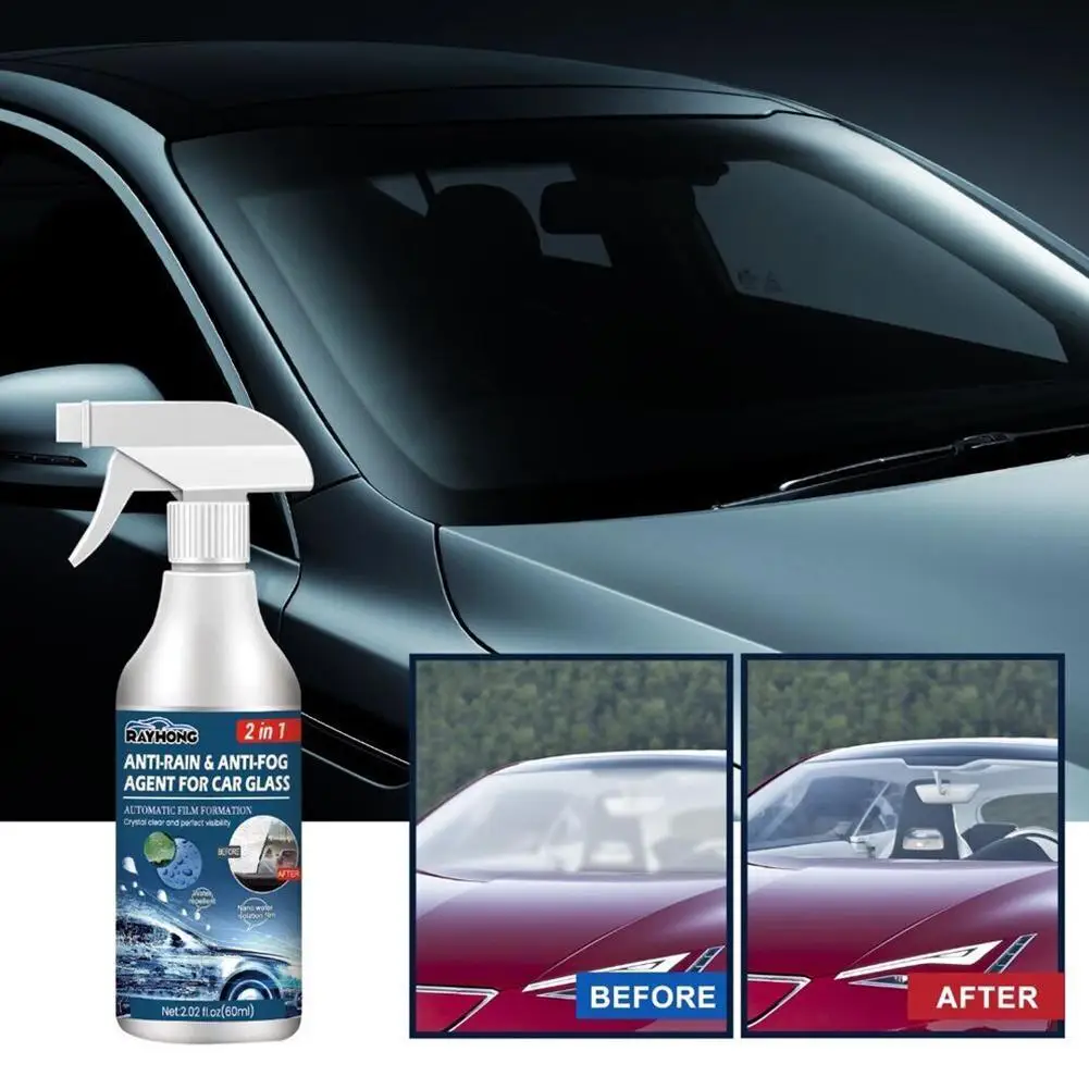 60/120ml Car Glass Waterproof Coating Agent, Auto Anti Fog Anti Rain Repellent Spray Nano Rain Remover For Windows, Windshi W0R9