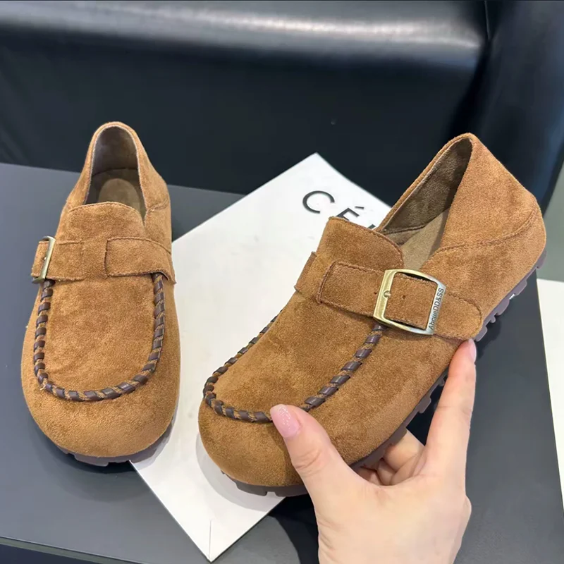 

Loafers Shoes Women's Flats Casual Sport Shoes Suede Fashion Woman Sneakers 2025 Autumn Brand New Dress Walking Female Shoes