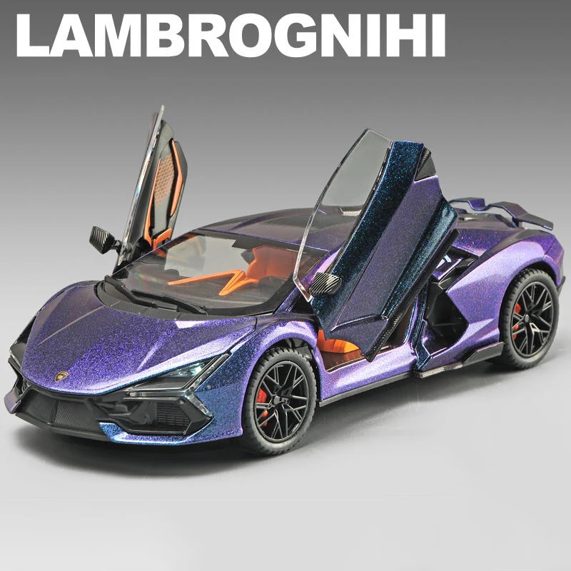 Lambos-Coche de aleación de supercoche, vehículo fundido a presión y de juguete, modelo de coche de juguete de Metal, colección de sonido y luz, 1:24