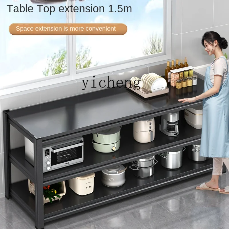 Zc Kitchen Shelf Floor Multi-Layer Storage Multi-Function Shelf Cabinet Sideboard Cabinet