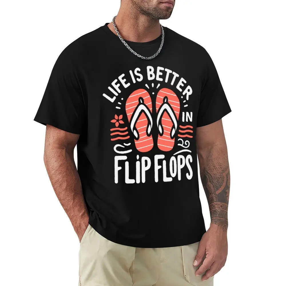 Fresh Teachers' Day Life Is Better in Flip Flops Summer Beach G T-shirt  Movement Tees Novelty Funny Novelty Aactivity Competiti