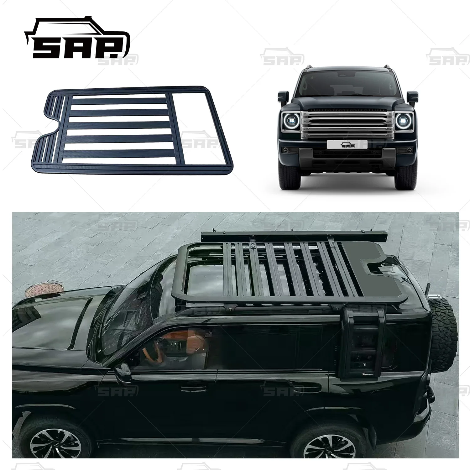 

Shamo Auto Parts Car Roof Cargo Luggage Rack Baskets Aluminum Alloy Sunroof Roof Rack for Haval H9 2024-2025