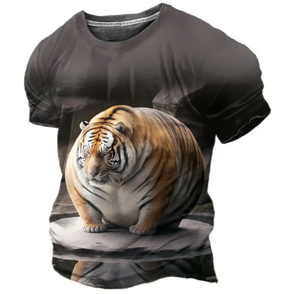 

Fat Animal Funny Pattern Print Summer Men's O-Neck T-shirt Casual Short Sleeve Oversized Pullover Fashion Streetwear Men Clothes