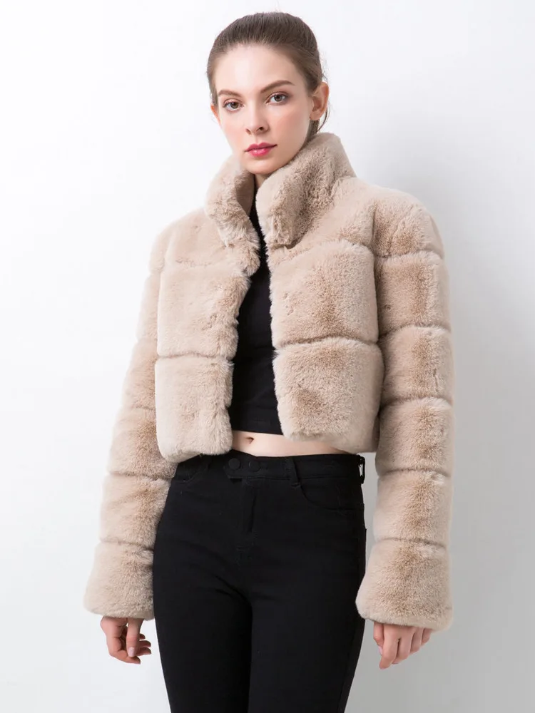 Deat Mode Damen Kunst pelz Mantel stehen Kragen bedeckt Langarm dicke warme kurze Imitation Fuchs Pelz Jacke Winter neu