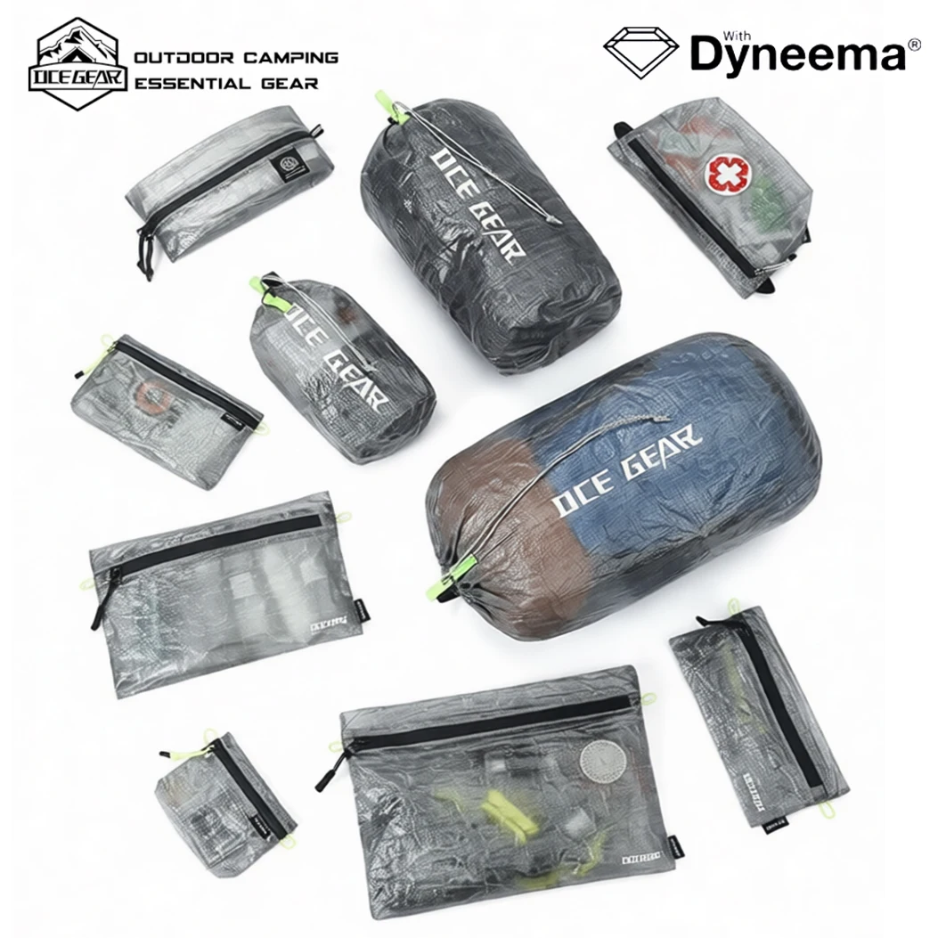 مجموعة حقائب تخزين خارجية خفيفة الوزن مقاومة للماء كيس جاف مضغوط حقيبة مسطحة حقيبة إسعافات أولية متعددة الحجم منظم تخييم للسفر