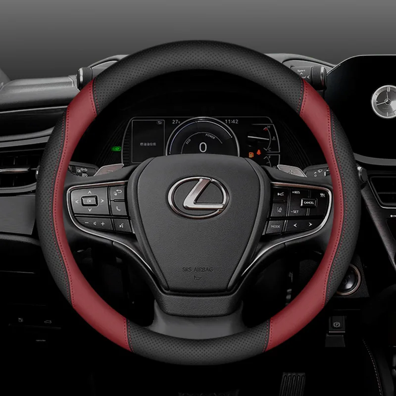 For Lexus Es200 Es300h Rx350 Nx260 Ct200 Universal Car Steering Wheel Cover Circle Car Interior Accessories Genuine Leather