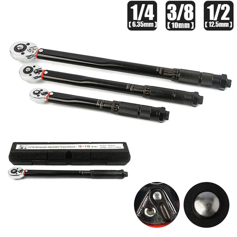 

1/2 1/4 3/8 Inch Torque Wrench 5-210N.m Square Drive Preset Bicycle Torques Key Two-way Ratchet Car Bike Automotive Hand Tools